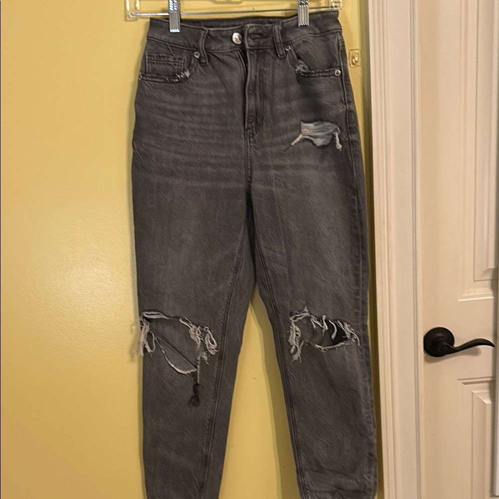 Women's Distressed Grey Jeans